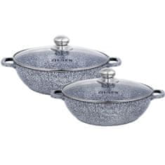 shumee SADA 2 WOK hrnců S MRAMOROVÝM POVLAKEM 28 / 32CM ZILNER GREY ZL-8609