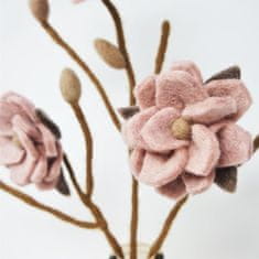 Decor By Glassor Plstěná větev s květy růžové magnólie