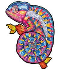 Puzzler DŘEVĚNÉ BAREVNÉ PUZZLE - Hypnotický chameleon