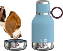 Asobu Nerezová termoska na vodu s psí miskou Modrá