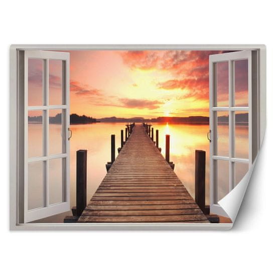 shumee Fototapeta, Window sunset pier - 140x100