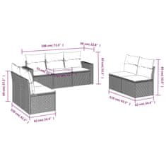 Vidaxl 7dílná zahradní sedací souprava s poduškami béžová polyratan