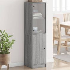 Vidaxl Highboard se skleněnými dvířky šedý sonoma 35 x 37 x 142 cm