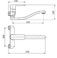 Invena Dřezová baterie nástěnná siros, černá, černá (BC-90-004-A)