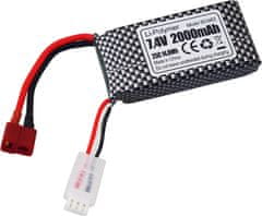 YUNIQUE GREEN-CLEAN Sada 2 LiPo baterií 7.4V 2000mAh s T-zástrčkou a nabíječkou 2v1 - kompatibilní s RC modely 9200, 9200E, 200E, 9202E, HM101, 9125, S920, S921, HB101 a WLtoys