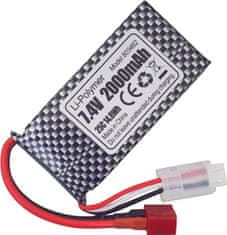 YUNIQUE GREEN-CLEAN Sada 2 LiPo baterií 7.4V 2000mAh s T-zástrčkou a nabíječkou 2v1 - kompatibilní s RC modely 9200, 9200E, 200E, 9202E, HM101, 9125, S920, S921, HB101 a WLtoys