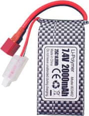 YUNIQUE GREEN-CLEAN Sada 2 LiPo baterií 7.4V 2000mAh s T-zástrčkou a nabíječkou 2v1 - kompatibilní s RC modely 9200, 9200E, 200E, 9202E, HM101, 9125, S920, S921, HB101 a WLtoys