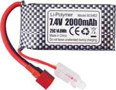 YUNIQUE GREEN-CLEAN Sada 2 LiPo baterií 7.4V 2000mAh s T-zástrčkou a nabíječkou 2v1 - kompatibilní s RC modely 9200, 9200E, 200E, 9202E, HM101, 9125, S920, S921, HB101 a WLtoys