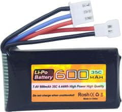 YUNIQUE GREEN-CLEAN 7,4V 600mAh 35C 2S LiPo baterie se zástrčkou Molex - kompatibilní s FMS FCX24 RC auto, nákladní automobil a elektrická horolezecká vozidla