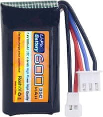 YUNIQUE GREEN-CLEAN 7,4V 600mAh 35C 2S LiPo baterie se zástrčkou Molex - kompatibilní s FMS FCX24 RC auto, nákladní automobil a elektrická horolezecká vozidla