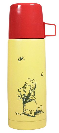 CurePink Nerezová termoska s hrníčkem Winnie The Pooh|Medvídek Pú: Pú miluje med (objem 350 ml)