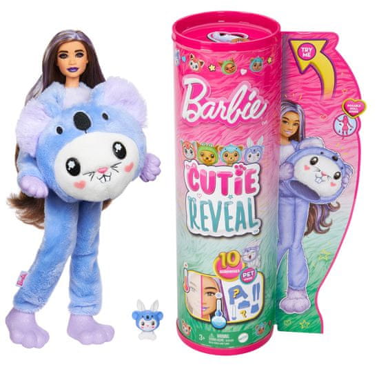 Mattel Barbie Cutie Reveal Barbie v kostýmu - zajíček ve fialovém kostýmu koaly HRK22