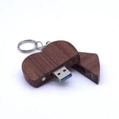 SET: Dřevěný USB SRDCE + dřevěný box, ořech, 8 GB, USB 2.0