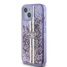 Guess  PC/TPU Liquid Glitter Gold Stripe Zadní Kryt pro iPhone 15 Purple