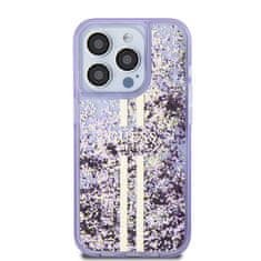 Guess  PC/TPU Liquid Glitter Gold Stripe Zadní Kryt pro iPhone 15 Pro Purple