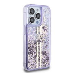 Guess  PC/TPU Liquid Glitter Gold Stripe Zadní Kryt pro iPhone 15 Pro Purple