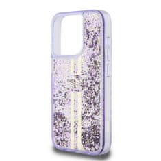 Guess  PC/TPU Liquid Glitter Gold Stripe Zadní Kryt pro iPhone 15 Pro Purple