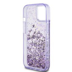 Guess  PC/TPU Liquid Glitter Gold Stripe Zadní Kryt pro iPhone 15 Purple