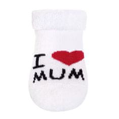 NEW BABY Kojenecké froté ponožky bílé I Love Mum and Dad, vel. 56 (0-3m) Bílá