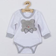 NEW BABY Luxusní kojenecké body s dlouhým rukávem Honey Bear s 3D aplikací, vel. Bílá 74 (6-9m)