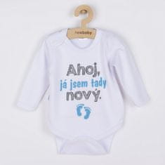 NEW BABY Body s potiskem Ahoj, já jsem tady nový, vel. 56 (0-3m) Tyrkysová