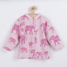 BABY SERVICE Kojenecký kabátek Sloni růžový, vel. 68 (4-6m) Růžová