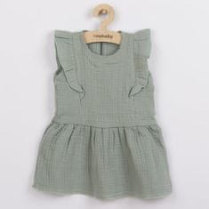 NEW BABY Kojenecké mušelínové šaty Summer Nature Collection mátové, vel. 56 (0-3m) Zelená