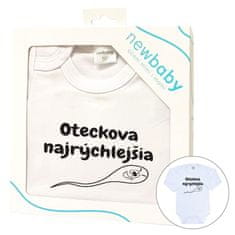 NEW BABY Body s potiskem Oteckova najrýchlejšia darčekové balenie 68 (4-6m) Bílá