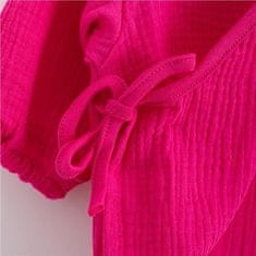 NEW BABY Kojenecké mušelínové šaty s dlouhým rukávem Elizabeth 56 (0-3m) Růžová
