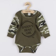 NEW BABY Kojenecké body s dlouhým rukávem Army girl, vel. 92 (18-24m) Zelená