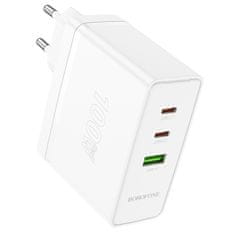 VšeNaMobily.cz Borofone síťová nabíječka BN11 Imperial - USB + 2xUSB-C - QC 3.0 PD 100W , barva bílá