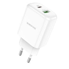 VšeNaMobily.cz Borofone síťová nabíječka BN4 Potential - USB + USB-C - QC 3.0 PD 2.0 20W , barva bílá