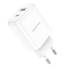 VšeNaMobily.cz Borofone síťová nabíječka BN4 Potential - USB + USB-C - QC 3.0 PD 2.0 20W , barva bílá