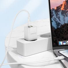 MobilPouzdra.cz Borofone síťová nabíječka BN14 Royal GaN - USB + USB-C - QC 3.0 PD 30W , barva bílá