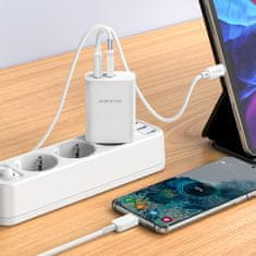 MobilPouzdra.cz Borofone síťová nabíječka BN10 Sunlight - USB + USB-C - QC 3.0 PD 65W , barva bílá