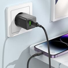 MobilPouzdra.cz Borofone síťová nabíječka BN14 Royal GaN - USB + USB-C - QC 3.0 PD 30W , barva černá