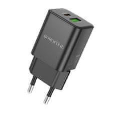 VšeNaMobily.cz Borofone síťová nabíječka BN14 Royal GaN - USB + USB-C - QC 3.0 PD 30W , barva černá