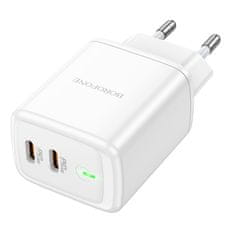 MobilPouzdra.cz Borofone síťová nabíječka BN9 Reacher - 2xUSB-C - QC 3.0 PD 35W , barva bílá