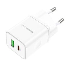 MobilPouzdra.cz Borofone síťová nabíječka BN7 - USB + USB-C - QC 3.0 PD 20W , barva bílá