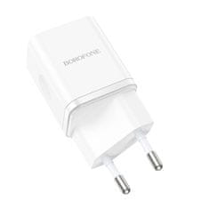 MobilPouzdra.cz Borofone síťová nabíječka BN7 - USB + USB-C - QC 3.0 PD 20W , barva bílá