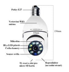 KAMERAK.cz Otočná P2P kamera YIIOT-Q01 app YIIOT do objímky E27