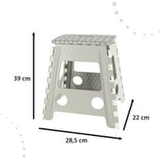 KIK KX4404 Protiskluzová skládací stolička vysoká 39 cm světle šedá