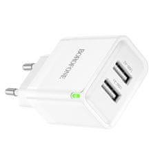 MobilPouzdra.cz Borofone síťová nabíječka BN15 Strong - 2xUSB - 2,1A , barva bílá