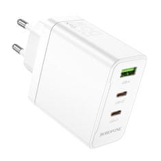 MobilPouzdra.cz Borofone síťová nabíječka BN12 Manager - USB + 2xUSB-C - PD 65W 3A , barva bílá