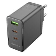 VšeNaMobily.cz Borofone síťová nabíječka BN12 Manager - USB + 2xUSB-C - PD 65W 3A , barva černá