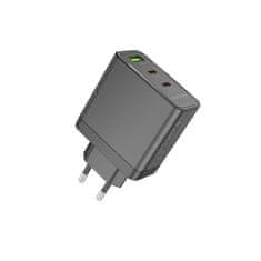 MobilPouzdra.cz Borofone síťová nabíječka BN12 Manager - USB + 2xUSB-C - PD 65W 3A , barva černá