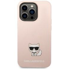 Karl Lagerfeld Kryt na mobil Liquid Silicone Choupette na Apple iPhone 14 Pro Max - růžový