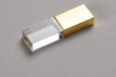 USB KRYSTAL zlatý, kombinace sklo a kov, LED podsvícení, 16 GB, USB 2.0