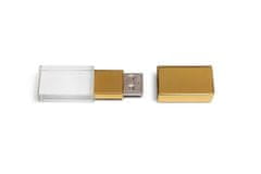 USB KRYSTAL zlatý, kombinace sklo a kov, LED podsvícení, 16 GB, USB 2.0