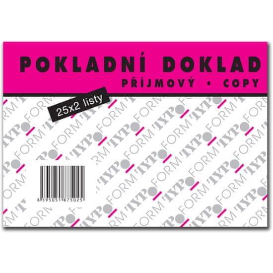 Typos Příjmový doklad - nečíslovaný, 2x 25 listů